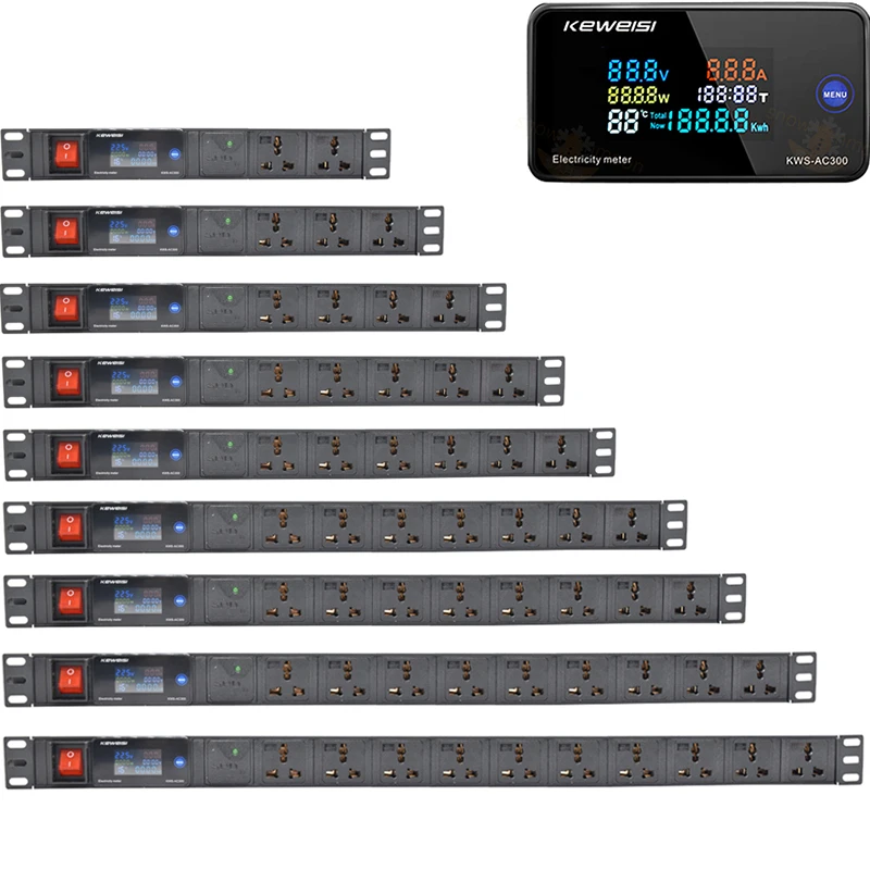 Smart Power Strip Digital voltage measuring instrument 2-10 Outlets Socket surge protector For Network Cabinet Rack Power Strip