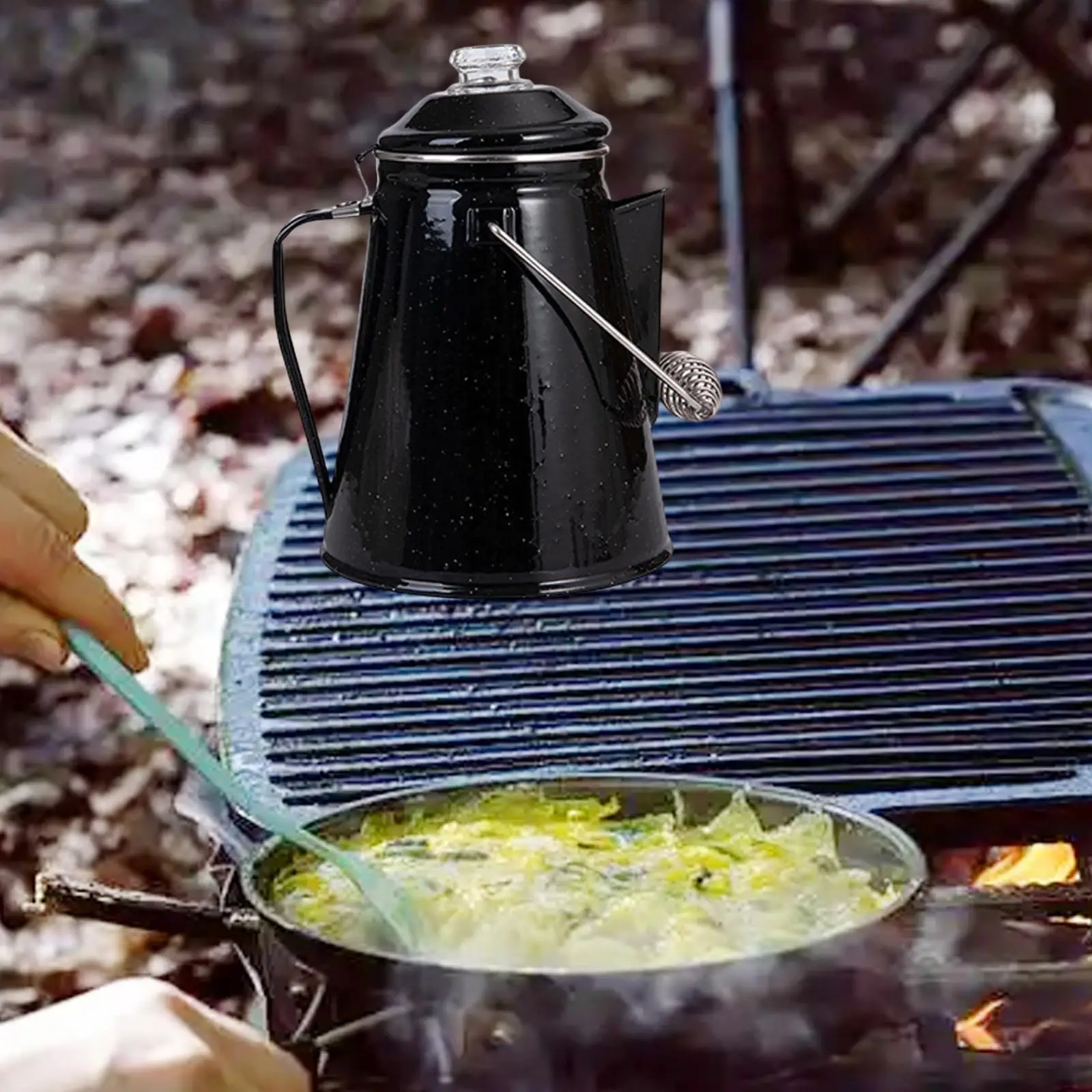 

Coffee Percolator Teapot with Filtration Heat Resistant Stylish Water Pot Camping Kettle for Trips Outdoor Picnic Kitchen Cabin