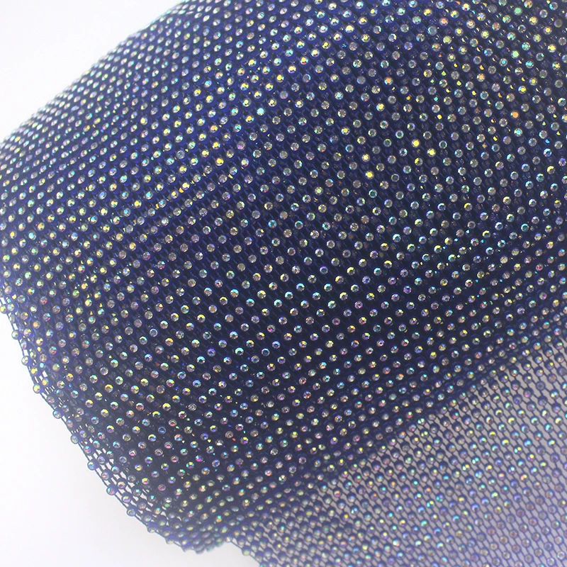 53*54 20cm WhiteAB Mesh Rhinestone Net Fabric Glitter Sewing Square Crystal Glass Trim Stretch For Swimsuit Bikini Hollow Design