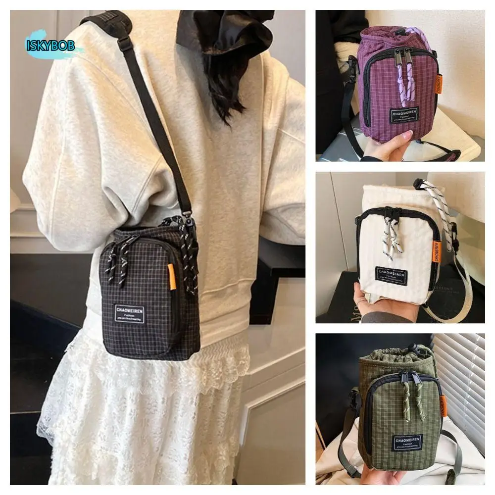 

Casual Water Bottle Carrier Bag Large Capacity Adjustable Strap Mini Square Bag Japanese Style Single Shoulder