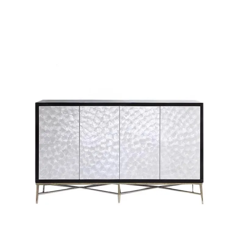 

Italian light luxury solid wood dining side cabinet natural shell decoration European neoclassical entrance cabinet