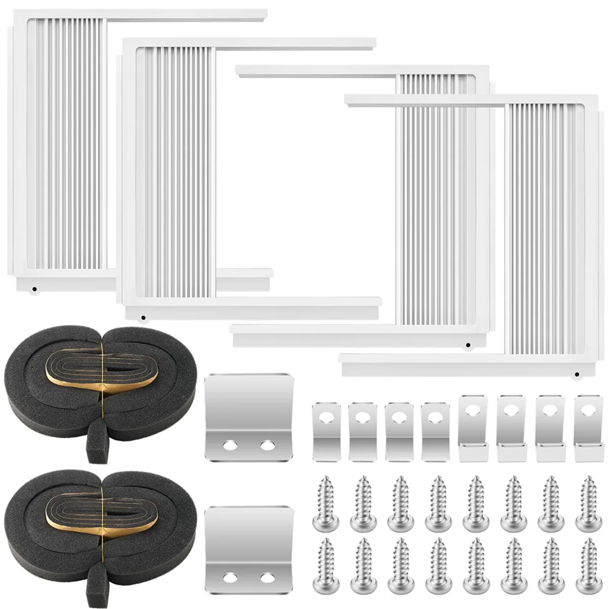 AA98 2 Set Window Air Conditioner Side Panels with Frame Adjustable Window Ac Insulation for Most 5000-20000 Btu Window Ac view 3