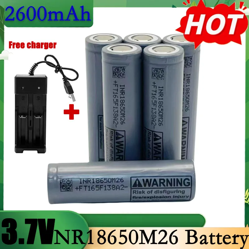 

INR18650 M26 3.7V Power Battery 2600Mah Rechargeable Lithium Battery 10A Discharge Balance Car Electric Vehicle Bicycle Scooter