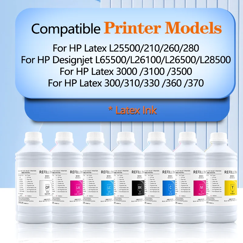 1000ml Bottle Latex Ink For HP831 789 792 786 For HP Latex 300 310 330 360 370  L25500 3000 3100 3500 Latex 210 260 280 Printer