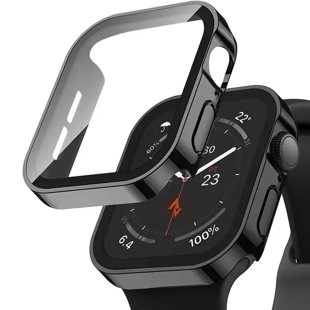 Pokrowiec na Apple Watch Case 45mm 41mm 44mm 40mm Akcesoria do zegarków Hartowany ochraniacz ekranu do IWatch Series 7 8 9 SE 6 5 4