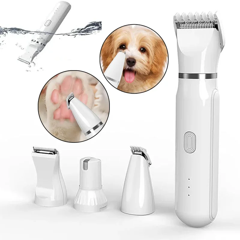 Pet Electric Grooming And Care Set 4-Different Blades Paw Trimmer Clippers for Dogs Cat Grooming Paws Ears Face Matted Hair