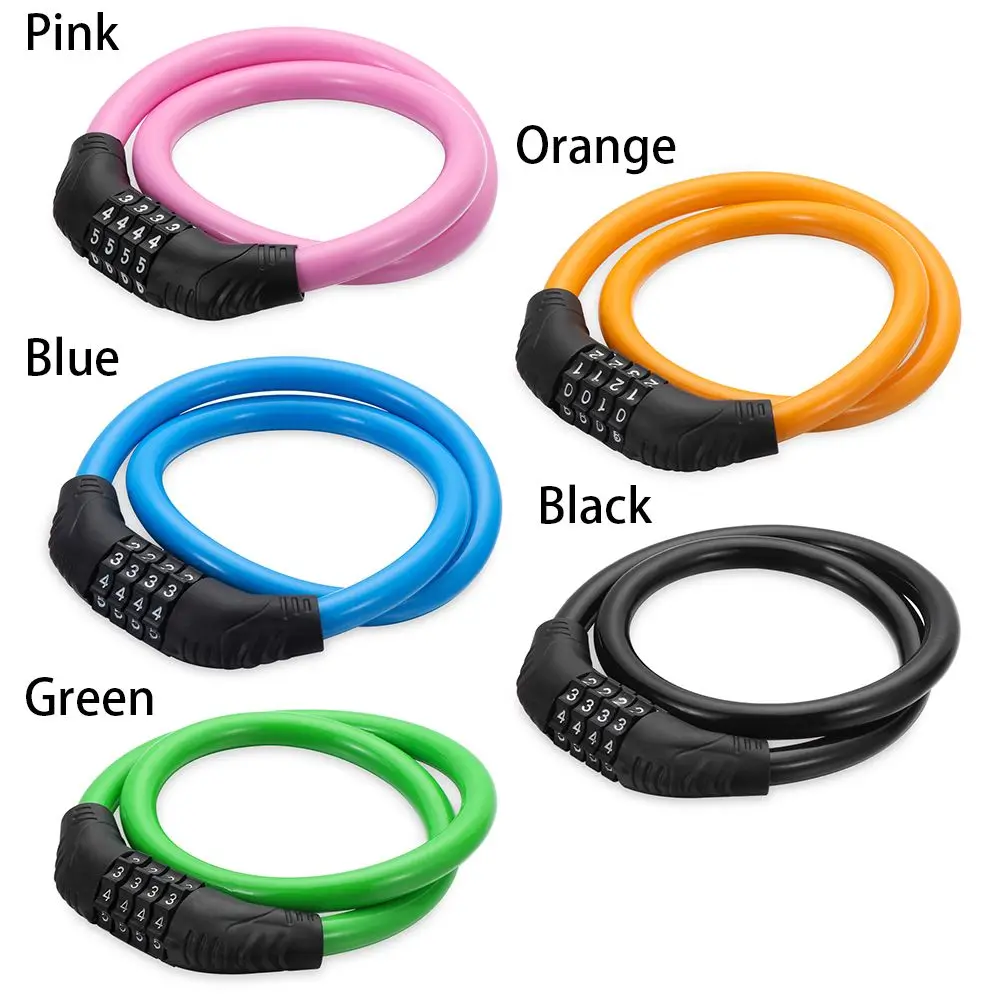 Accesorios para bicicletas Cadena de cables Ciclo Seguridad Candado para bicicletas Número de combinación Candado con contraseña de 4 dígitos