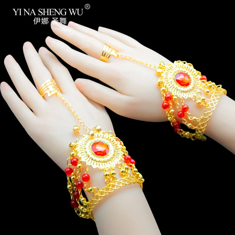 

Indian Dance Bracelet Belly Dance Accessories Indian Jewelry Women Dance Stage Performance Head Chain Earrings Necklace Sets