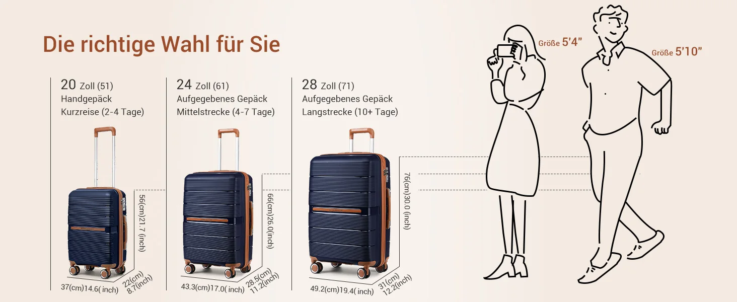 (56/66/76 cm) | British Traveller Hartschalen-Koffer mit 8 Spinnerrädern & TSA-Schloss | 100% PP | Handgepäcktauglich – Detail 10