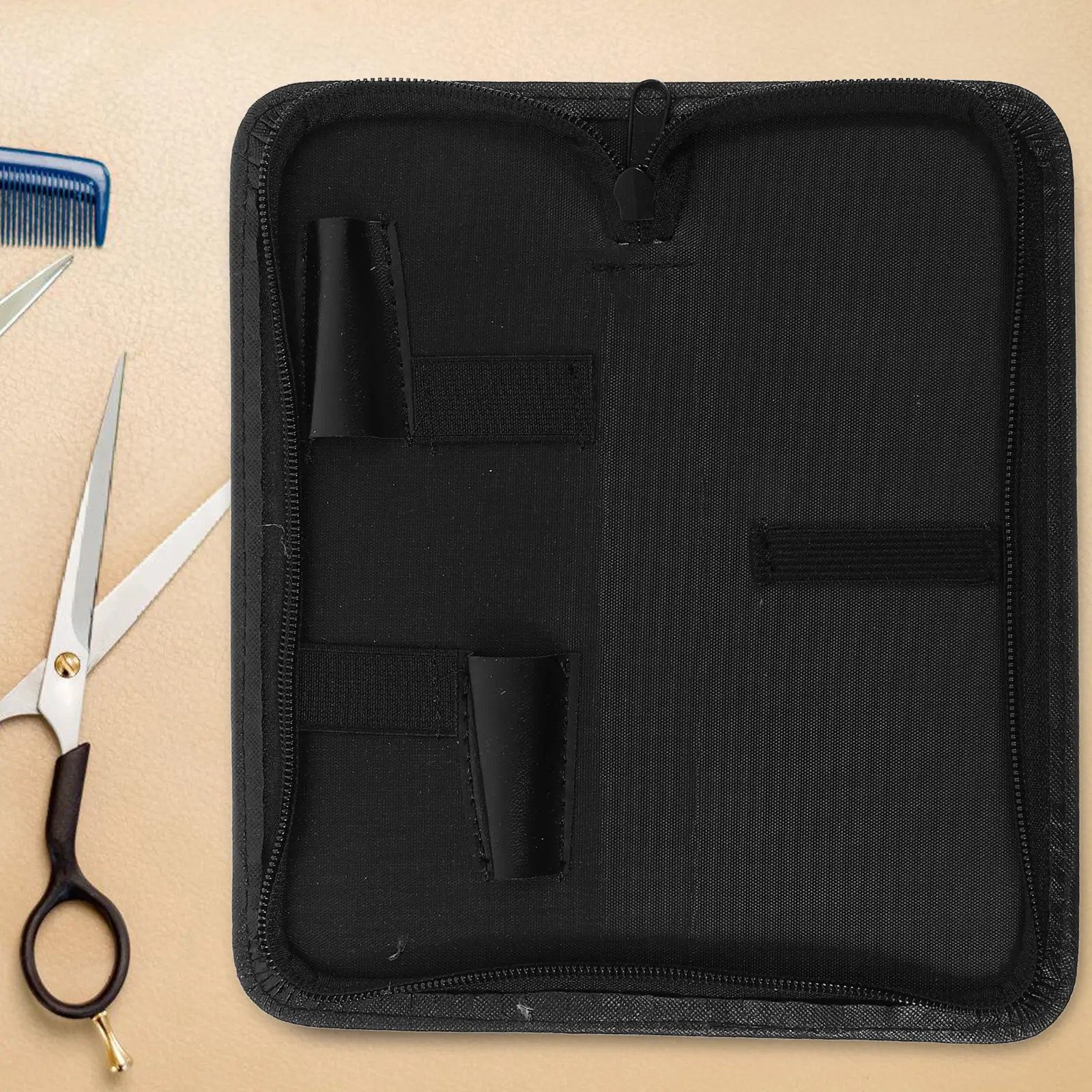 1Pcs Heavy Duty PU Scissors Bag for Hair Scissors Zipper Scissor Case Compact Portable Carrier for Salon Barber Home Use