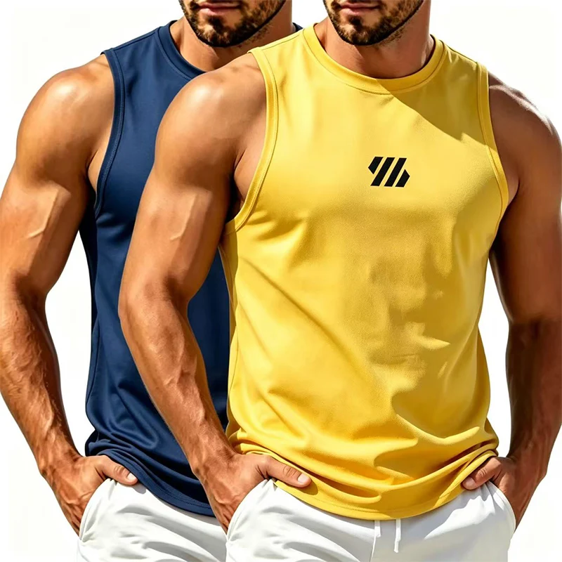 Men's Fitness Quick Dry Tank Top Outdoor Sports Sleeveless T-Shirt Breathable Stretch Training Workout Vest Men Casual Tops Tee