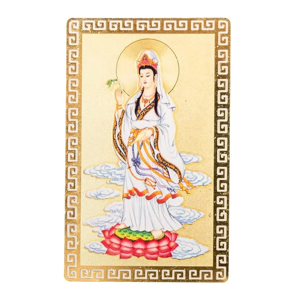

Chinese Style Amulet Card Gold Bodhisattva Pendant Small Size Lightweight Portable Exquisite Craftsmanship Anti