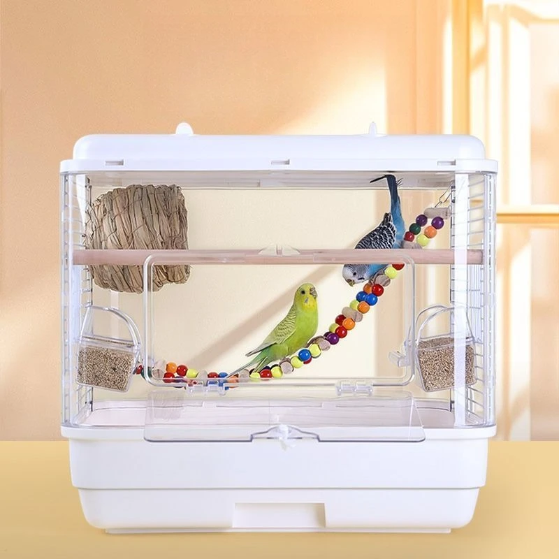 

Transparent Acrylic Birdcage Portable Budgie Parrot Canary Viewing Cage Wire Large Household Bird Villa Pet Breeding Supplies