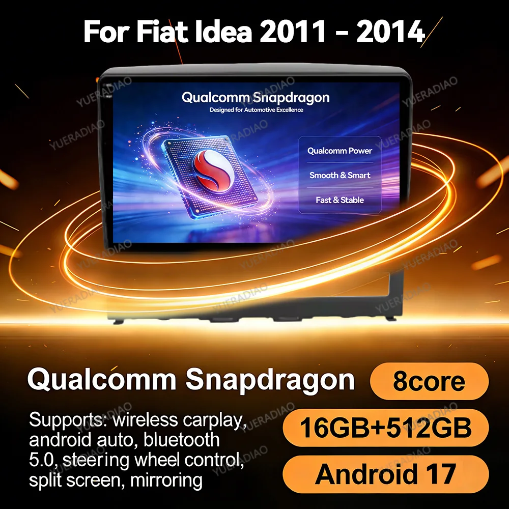 Android 17 Car Radio For Fiat Peron 9 2009 Idea 2011 - 2014 Qualcomm 2DIN 4G LTE 5G WIFI Multimedia Video Player QLED Head Unit
