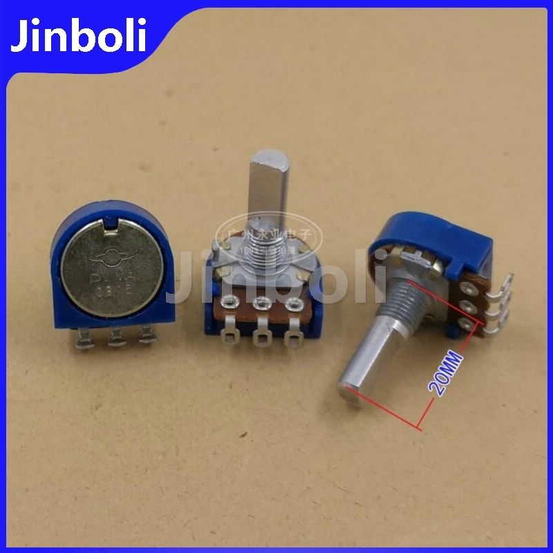 2PCS 148 Type Single Potentiometer 3Pins B10K With Dust Cover Power Amplifier Potentiometer Bent Foot Half Shaft Length 20MMF