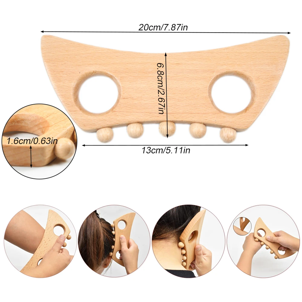 Wood Therapy Massage Tools Lymphatic Drainage Tool for Maderotherapy, Leg Back Neck Body Muscle Release, Guasha Tools for Body