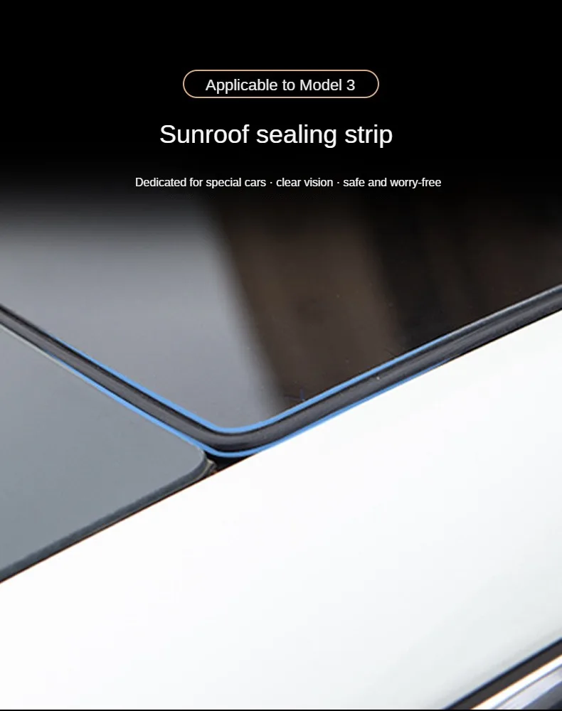 Suitable for Tesla Model 3 sunroof sealing strip, waterproof rubber strip, windshield noise reduction and sound insulation ring