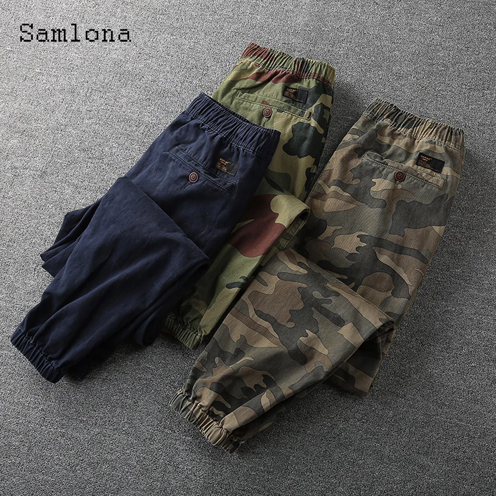 Pantalones Cargo informales con bolsillo levantado para hombre, estilo americano, de talla grande, a la moda, con cintura elástica, ropa de viaje de camuflaje para exteriores, 2024