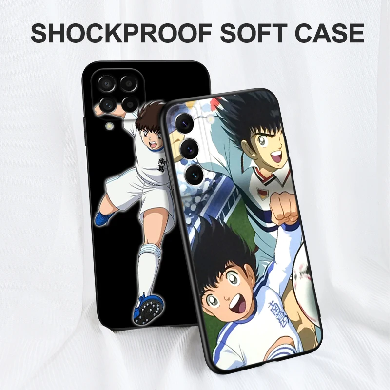 Black tpu Case For Samsung galaxy A54 A34 A14 5G A04 NOTE 20 10 9 PLUS ultra+ cover Captain Tsubasa Ozora Genzo football