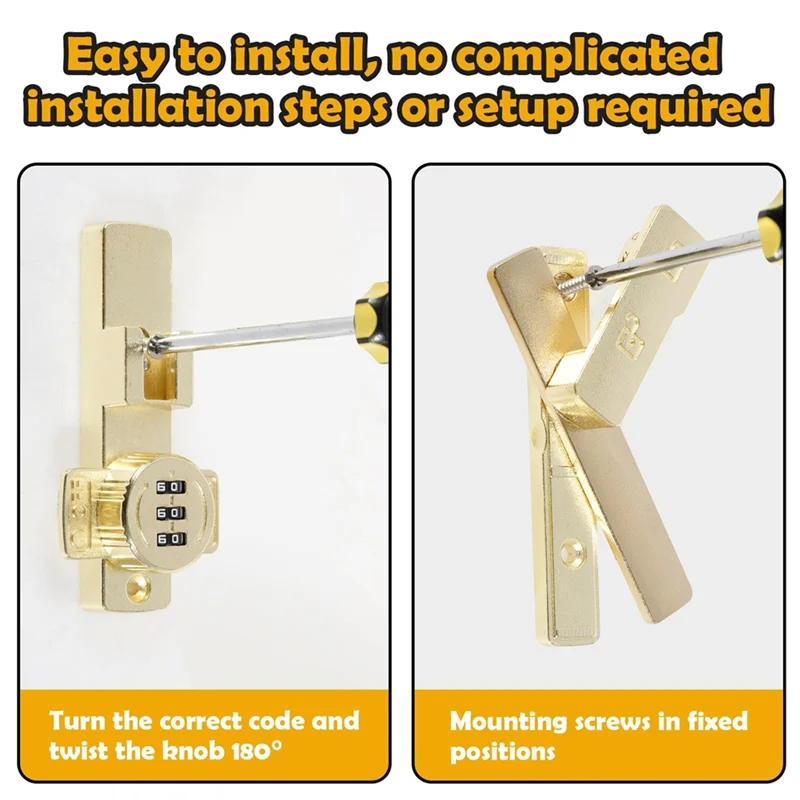 A88E-Keyless Gate Latches Bolt For Bathrooms & Cabinets 180 Degree Sliding Door Password Locks