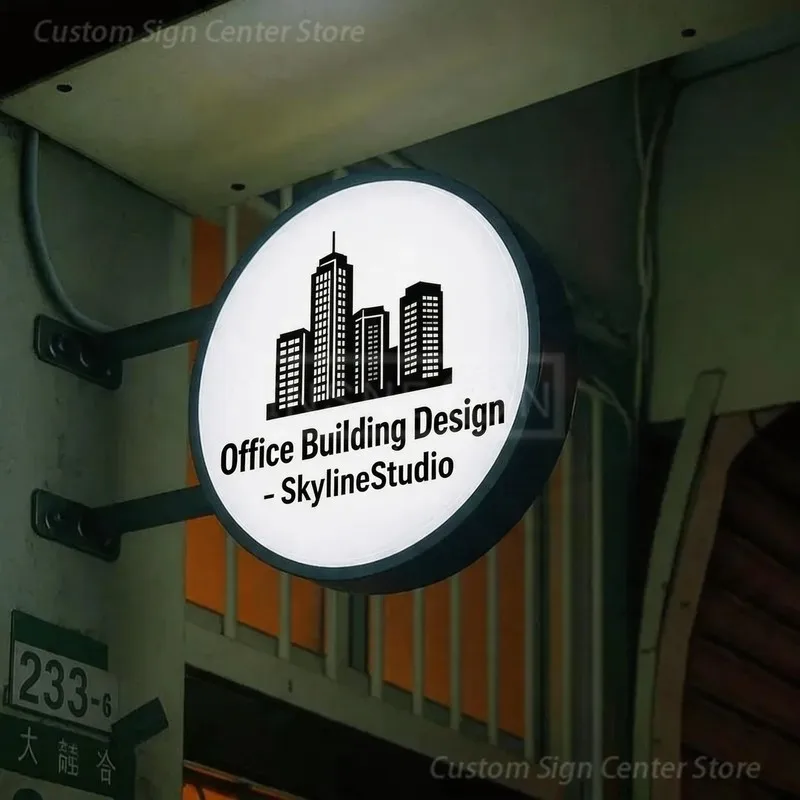 LED Light Illuminated Acrylic Sign Office Building Design, Custom Wall Logo Letters, Outdoor Advertising Display Box Projection