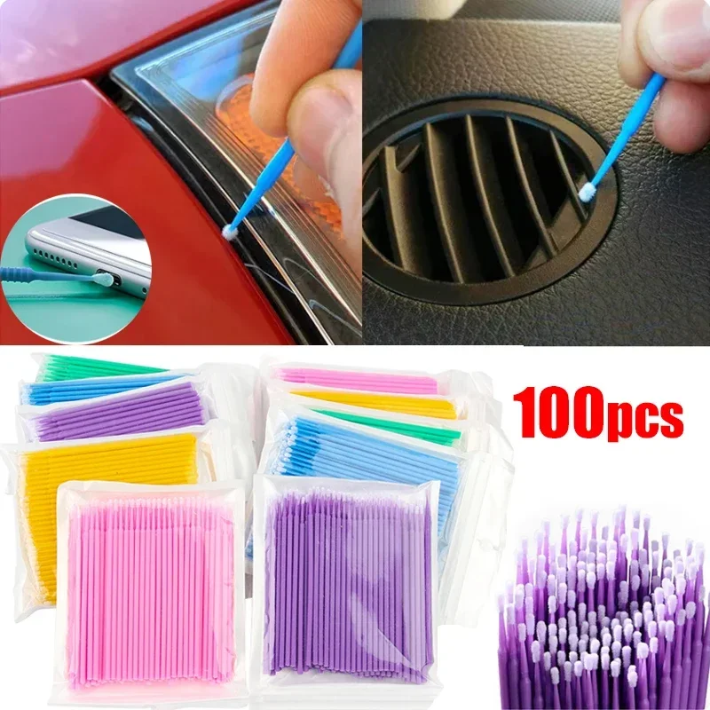 100Pcs Car Paint Touch Up Tool Disposable Car Touch Up Paint Micro Brush Fine Tip Maintenance Tool Car Detailing Small Tip Brush