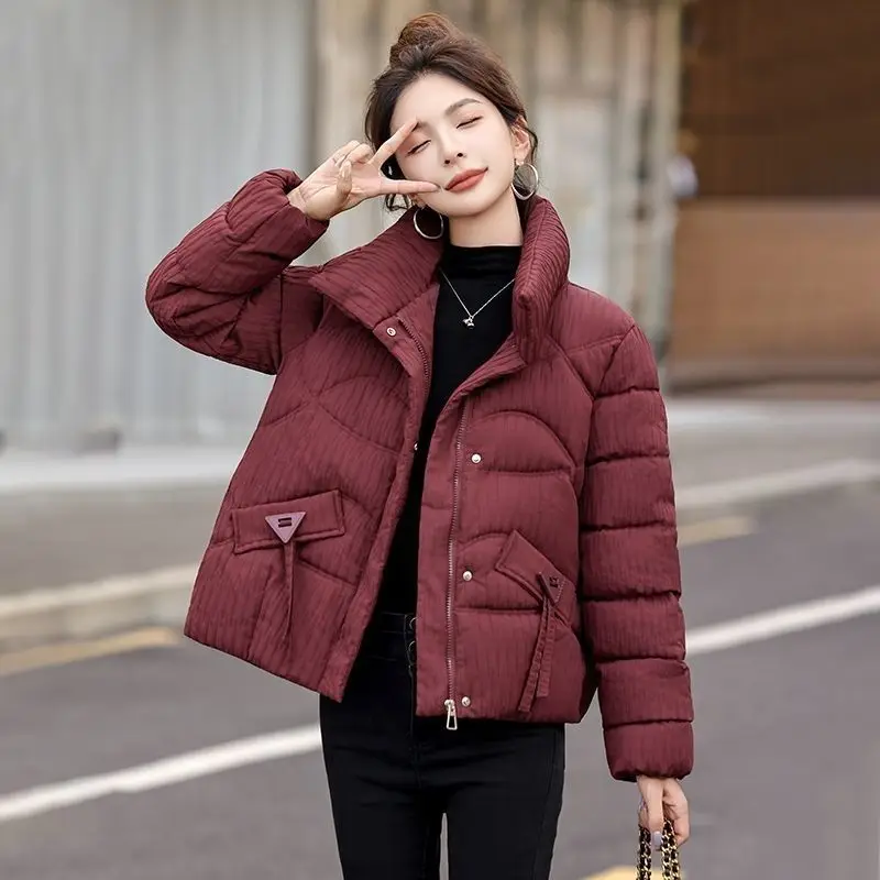 

Faionable ort down Cotton Jaet Women's Winter New Sle Slimming Cact Warm Stand Collar Coat Zipper Closure Color
