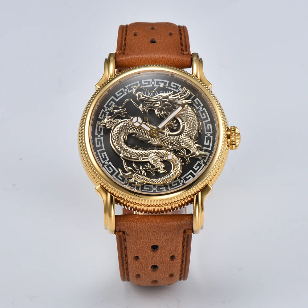 

42.5mm stainless steel fashion watch, China Golden Dragon men's watch, China loong luxurious dragon turn waterproof clock