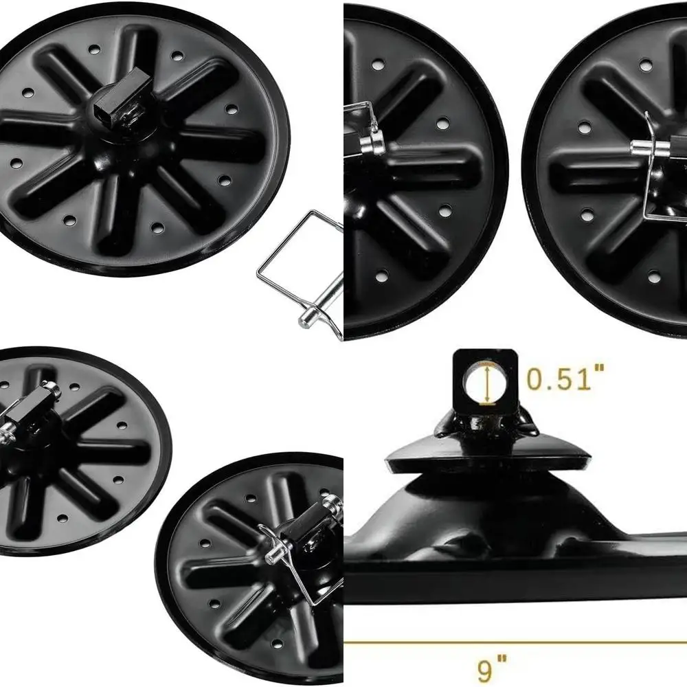 Qty (2) 314667 Replacement Jack Foot Pad with Attachment Pins,9" Diameter, 5th Wheel RV Landing Gear Foot Pad - 9" Round