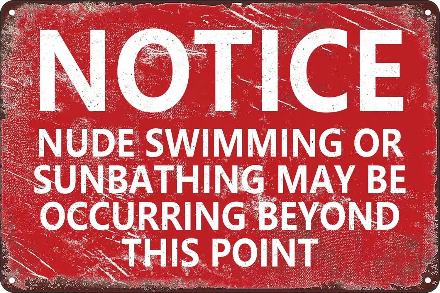 Notice Nude Swimming and Sunbathing Vintage Metal Tin Sign 8x12 Inch ALI sign