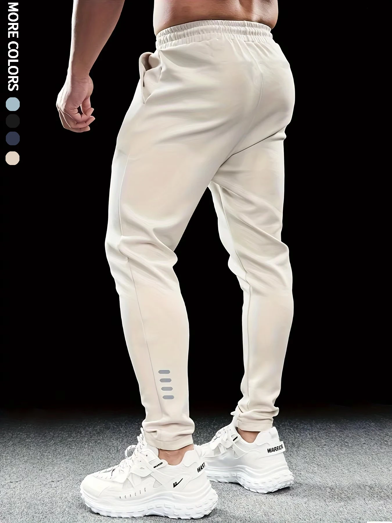 Men's athletic casual pants, simple, leg reflective strip design, elastic waistband, suitable for daily, running, multi-scene