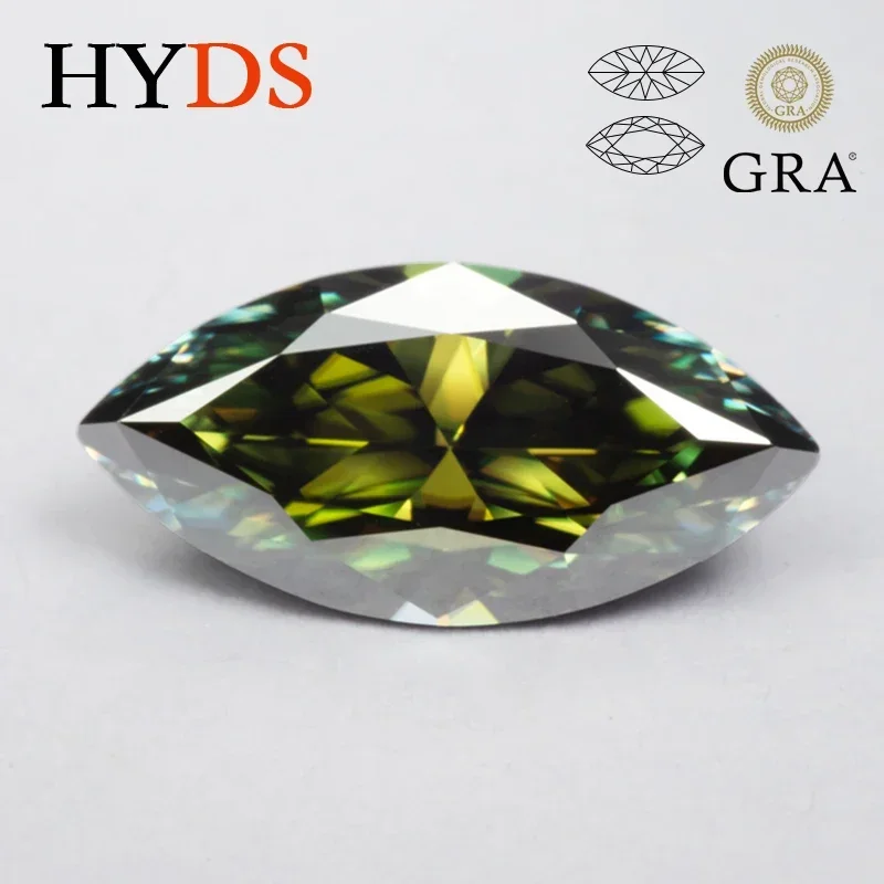 

Moissanite Stone Natural Yellow Green VVS1 Color Marquise Shape Beads for DIY Jewelry Making Pendant Materials GRA Certificate