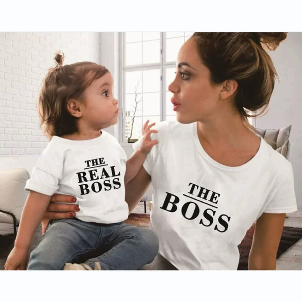 Boss Mother Daughter Matching Tshirts Mommy and Me Clothes Family Matching Outfits Look Mom Mum Mama and Baby Tee Dress Clothing