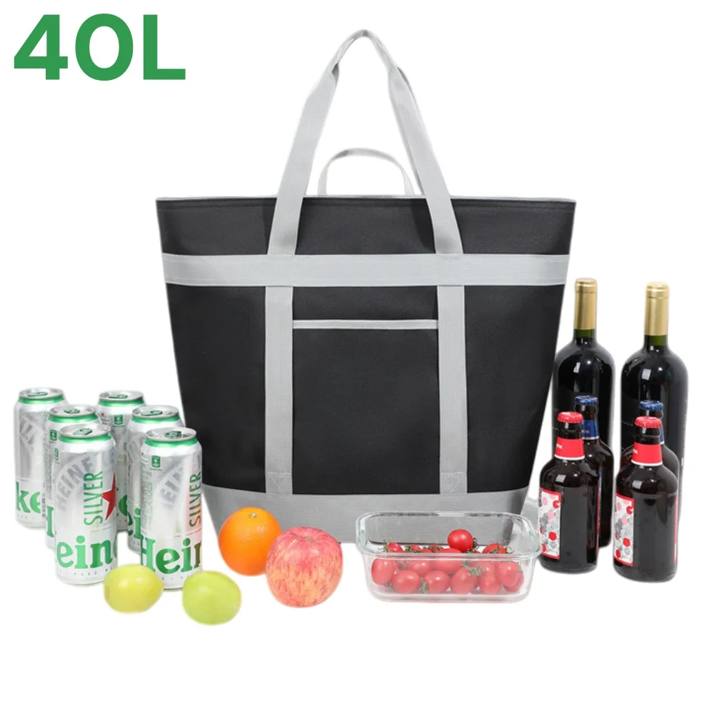 حقيبة نزهة خارجية 40 لتر، حقيبة عزل وتبريد الطعام للتخييم، حقيبة تسوق ذات سعة كبيرة، حقيبة بيتزا، حقيبة تبريد