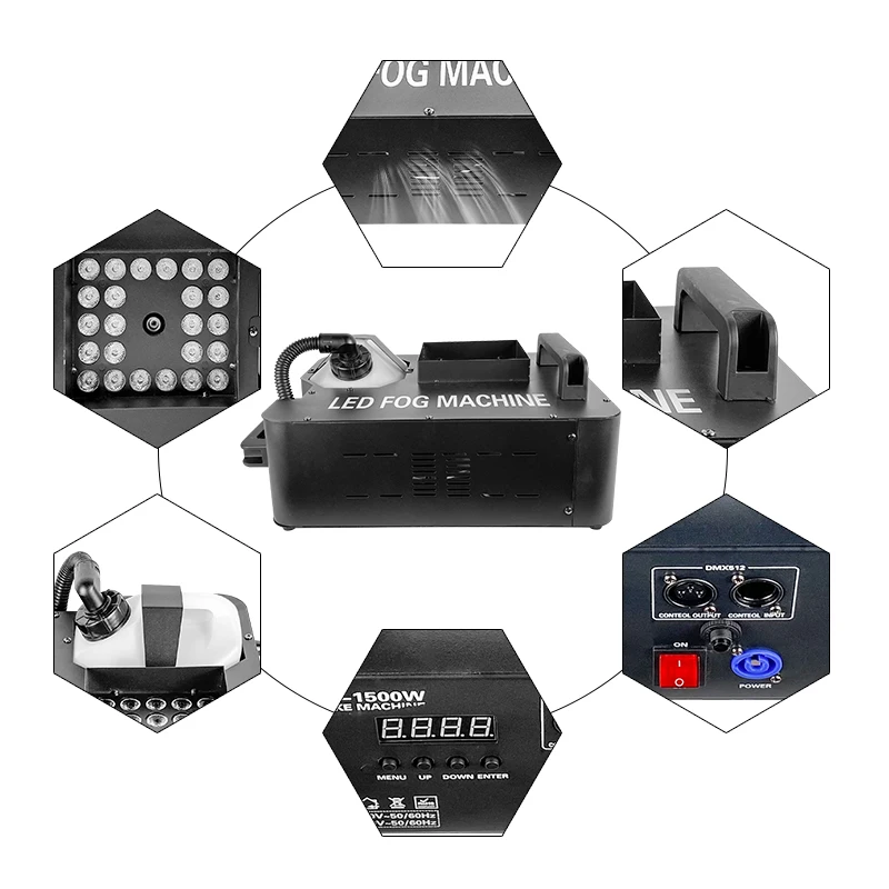 2Pcs LED Fog Machine 1500W Stage Smoke Column Machine DMX512 Remote Control for DJ Disco Nightclub Bar Wedding Dance Show