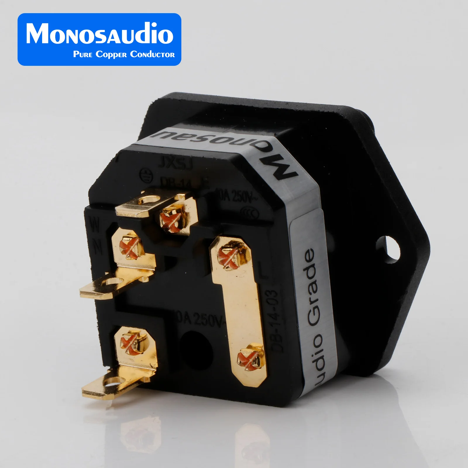 Monosaudio IF76G Sicherungs-IEC-Steckdose/Stecker, Reines Kupfer, Vergoldete Stromsteckdose, IEC-Eingang mit Sicherungshalter – Detail 6