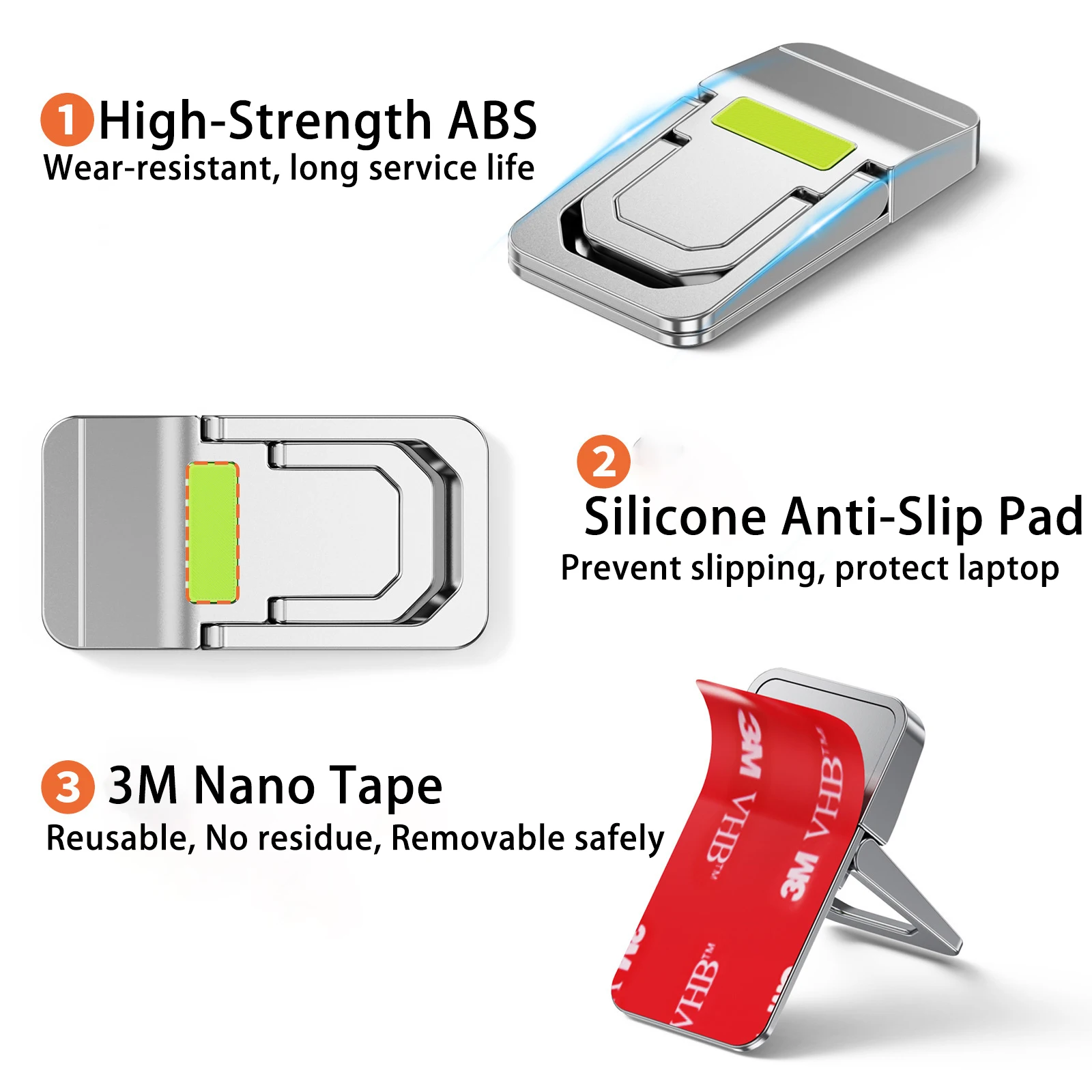 Mini Invisible Laptop Stand Self Adhesive Foldable 2 Gear Height Adjustable Portable Notebook Cooling Support Laptop Feet for Al