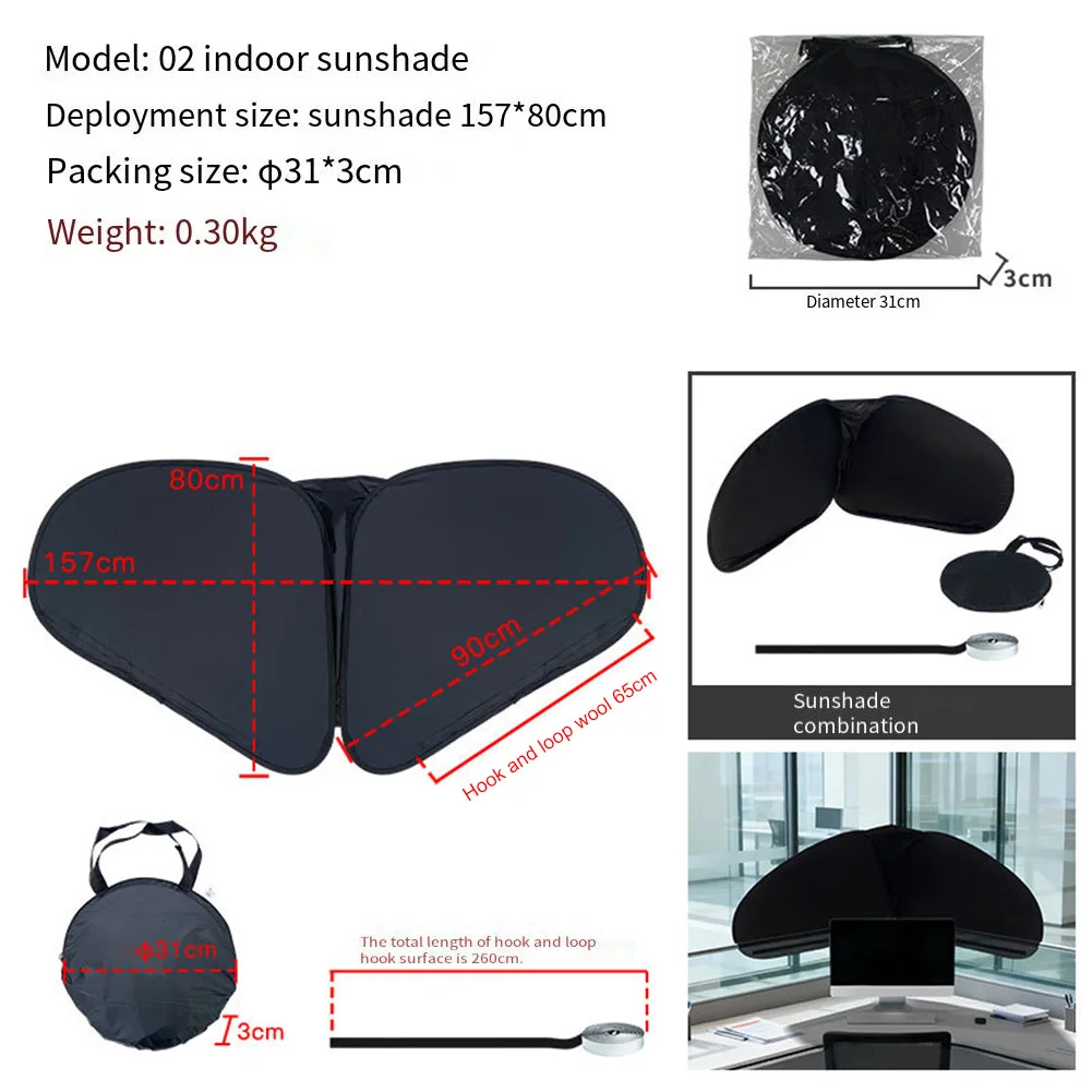Office Desk Shade for Cubicle Light Control 157x80 cm Foldable Black Rubber Fabric Partition Lampshade with Easy Mount Backing