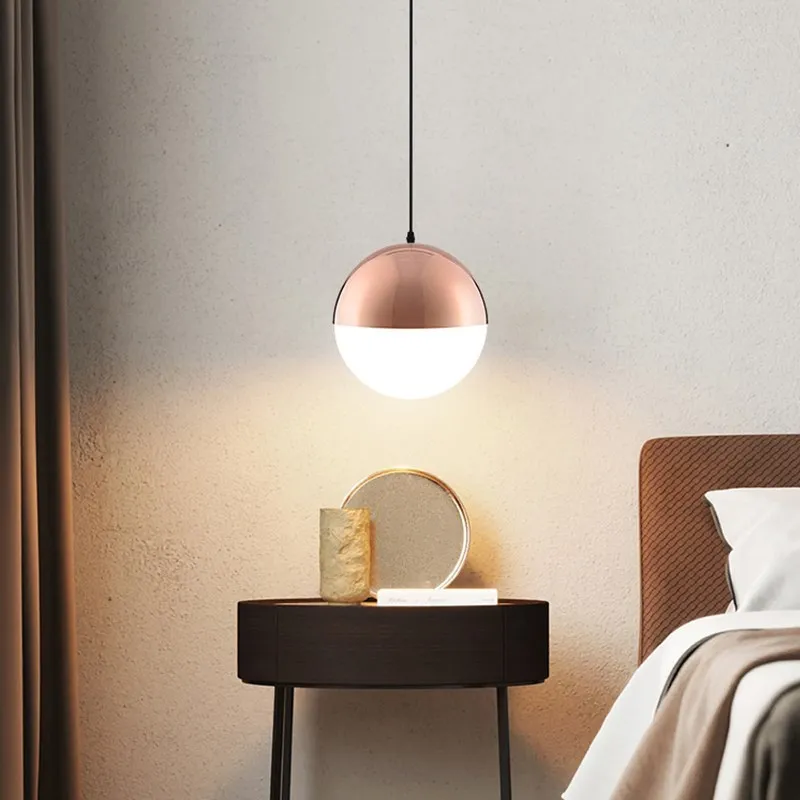 Modern LED Pendant Light Minimalist Spherical Glass Hanging Lamps For Living Rooms Study Bedroom Cafe Banquet Hall Illuminating