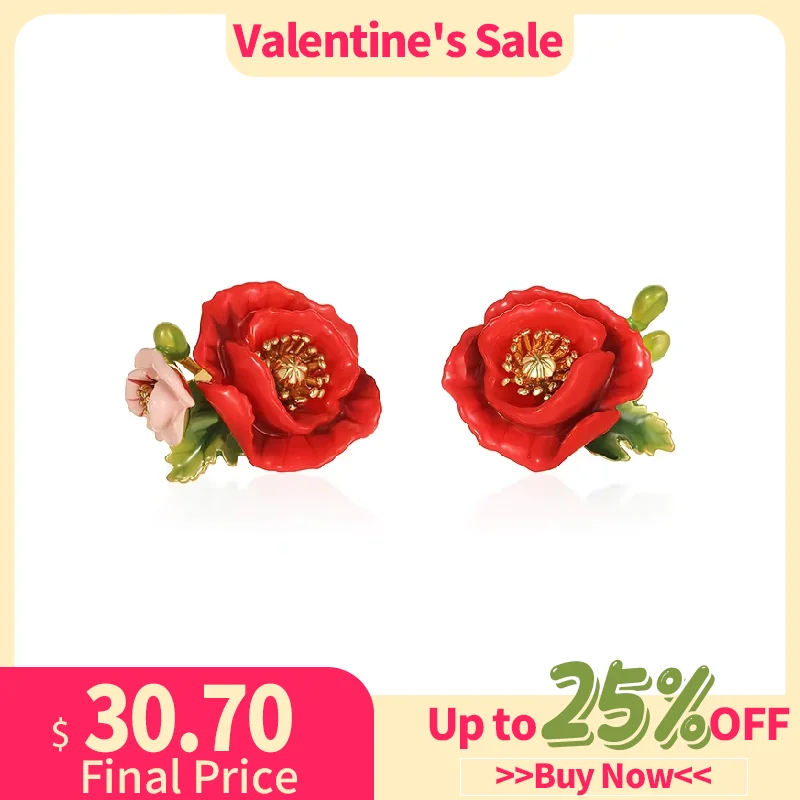 Suculento Uva Original Design Papoila Brincos para As Mulheres, Francês Assimétrico Esmalte Flor Studs, Festa de Casamento Presente Da Jóia