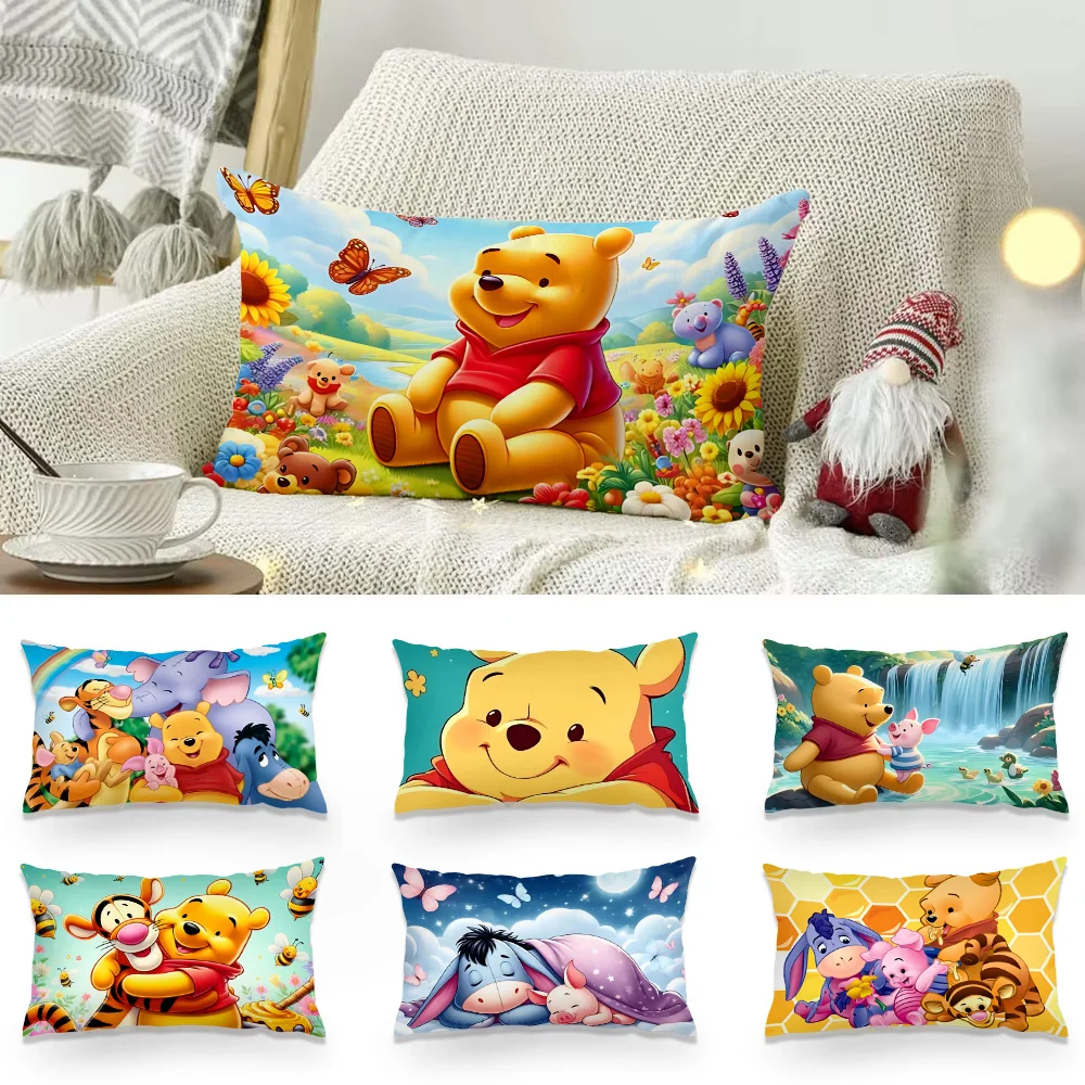 

Kawaii Pillow Covers Cartoon Winnie the Pooh Honey Sofa Decorative Home Double-sided Printing Short Plush Cute Cushion Cover