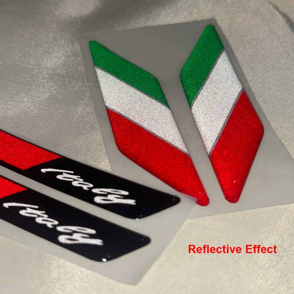 Italy Flag 3D Gel Stickers Reflective Italian Tricolor Racing Decals for Car Motorbike Scooter Fender Body Modification Stickers view 5