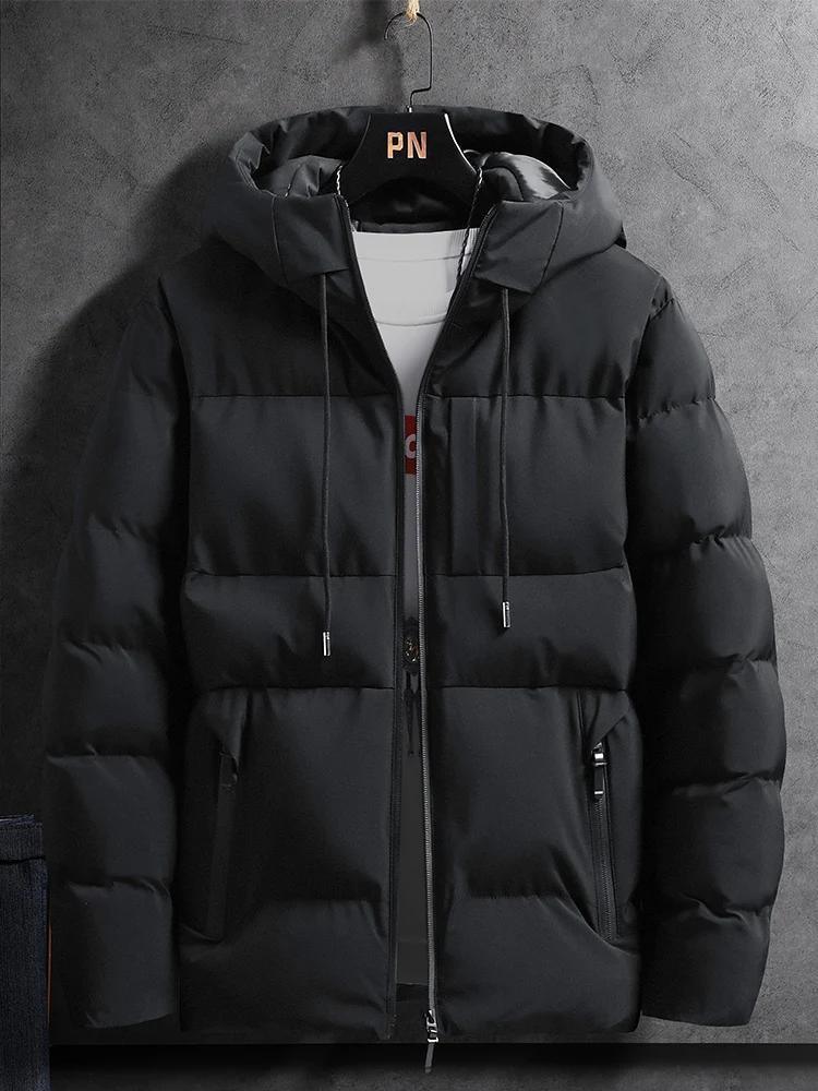 

Men's Thiened Warmth Cotton Jaet Autumn Winter Faion Korean Version down Feather Cotton Coat Anti-Cold Hooded Cotton Pa...