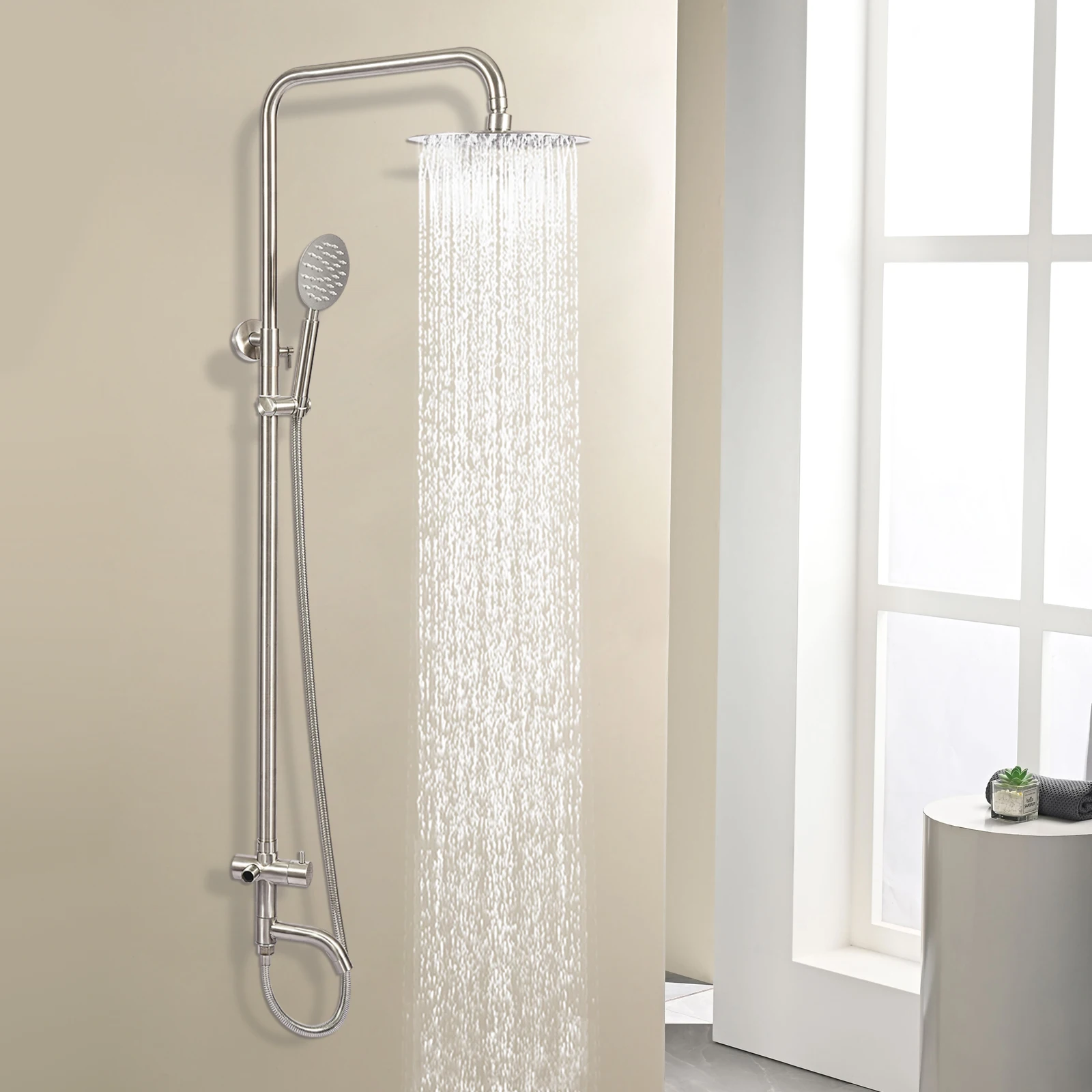 

Набор смесителей для душа из матового никеля, излив для дождя, кран с круглой головкой, набор смесителей для душа с душевой системой, современный душевой набор