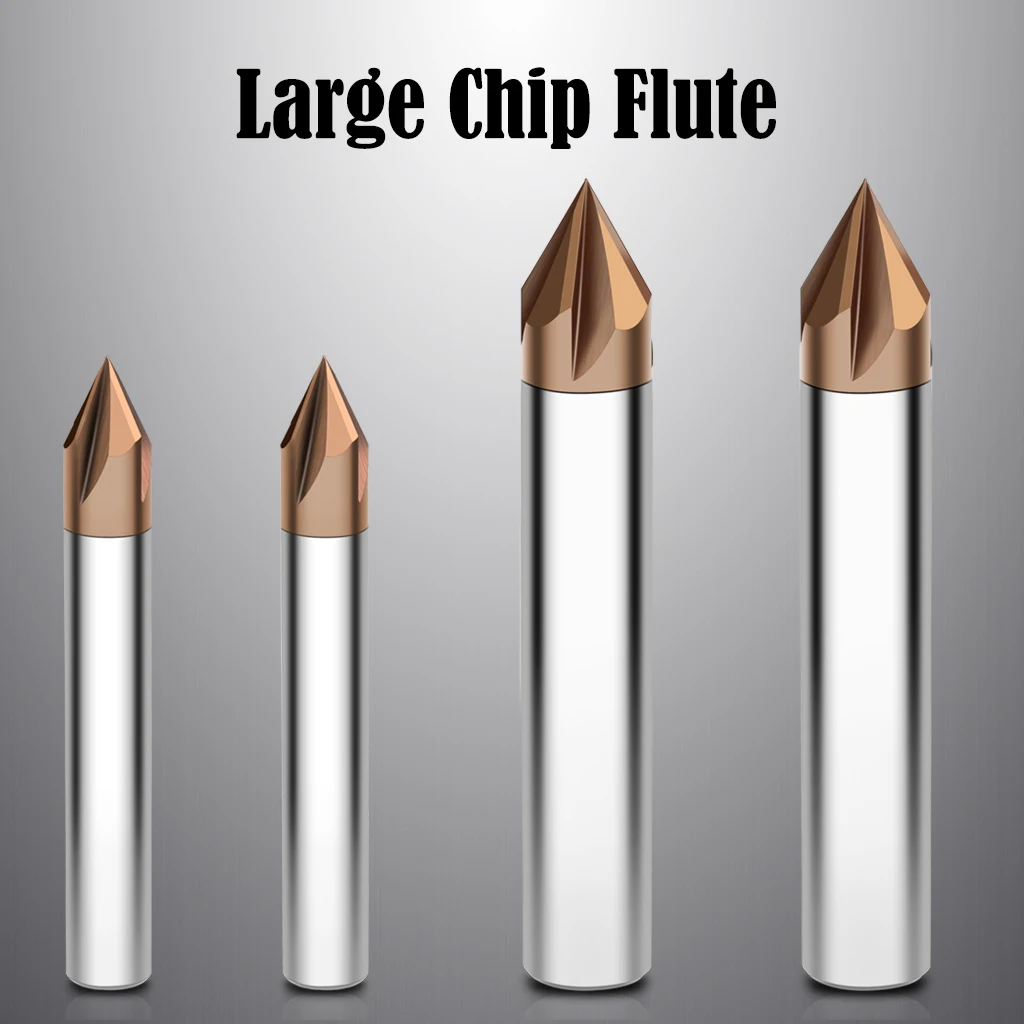 

60 Angle 4 Flute Chamfer Milling Cutter Bevel Router Bit CNC Tungsten Carbide Corner Endmill for Steel Metal Deburring Tool Set