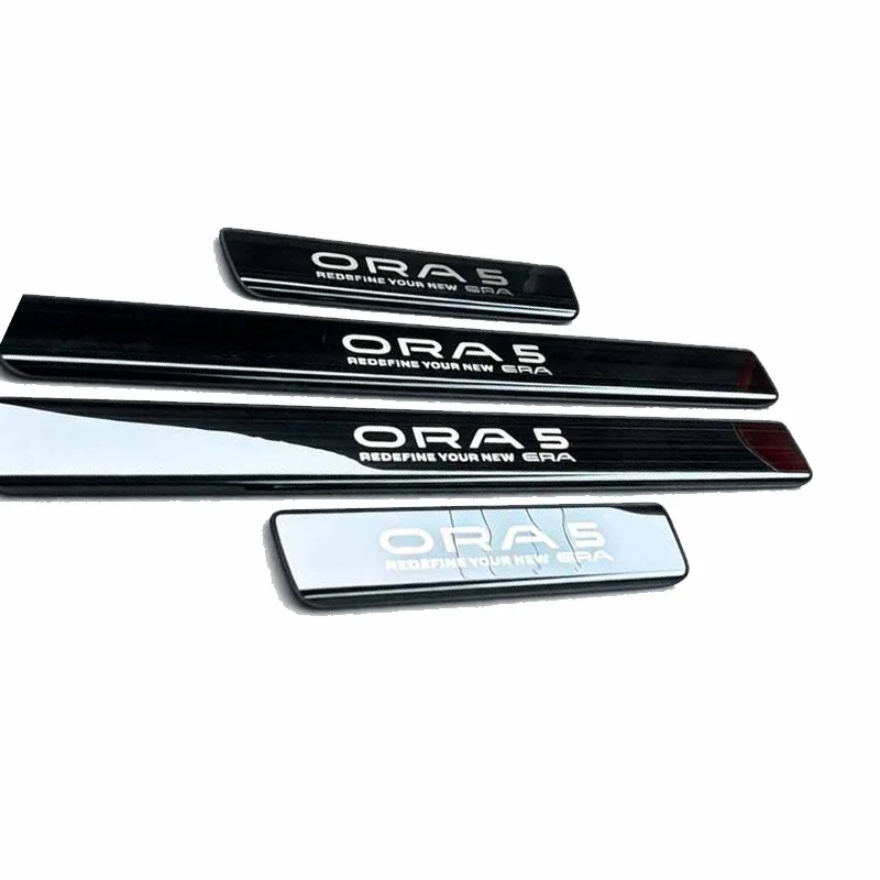 For GMW ORA5 ORA 5 Car Auto Parts Door Sill Plate Strip Stainless Steel Plastic Cover Protect Sticker Interior Trims Accessories