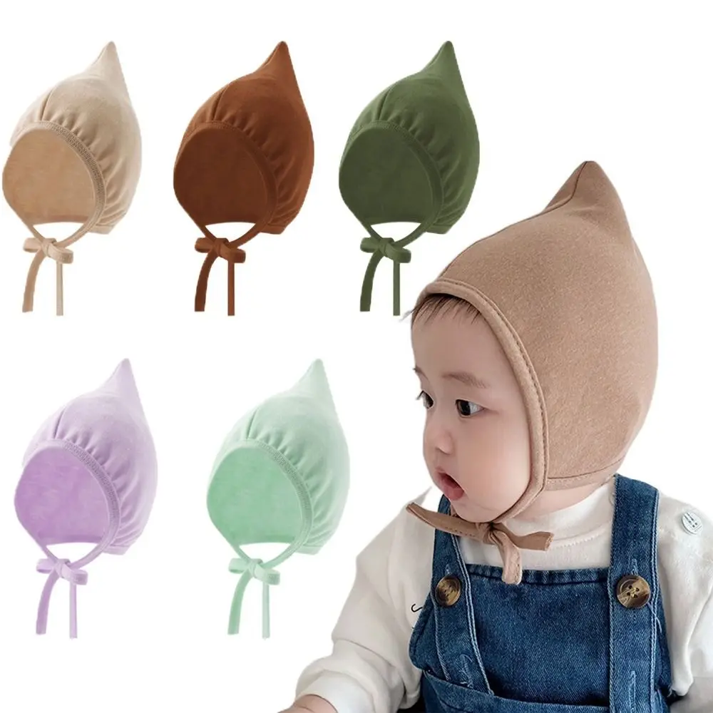 New Cute Baby Hat Comfortable Spring Autumn Tie Rope Ear Protection Cap Adjustable Breathable Beanie Hats for Baby