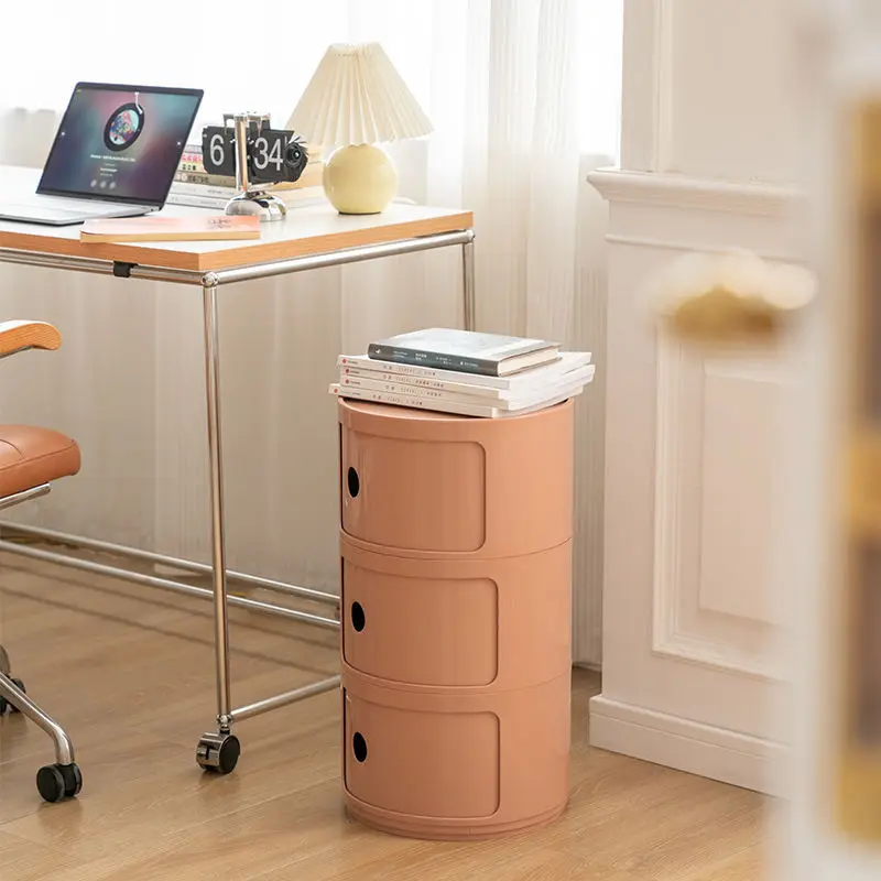 

Sofa side storage table cabinet multi-layer cylindrical bedside table makeup ins bedroom kids snack storage coffee resin