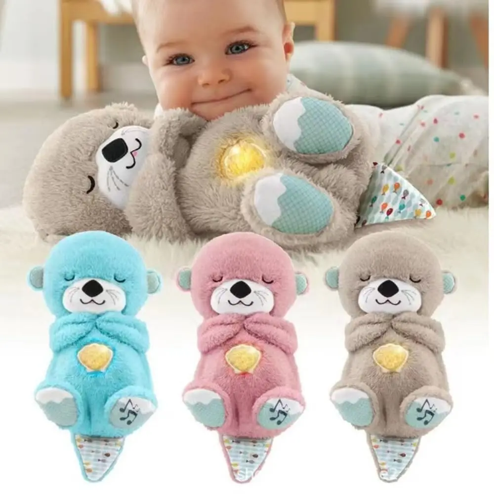 LED Breath Bear Soothes Otter Plush Toy Doll Toy Child Soothing Music Accompany Sleep Companion Sound And Light Bear Dolls