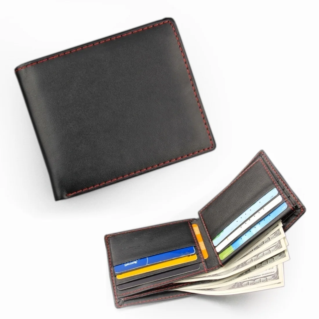 

New Black Leather Men''s Pocket Wallet Purse